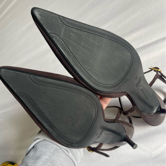 Like New Zara Deep Brown Suede Pointed Toe Mary Jane Kitten Heel EU 36 | US 6 - Picture 16 of 16